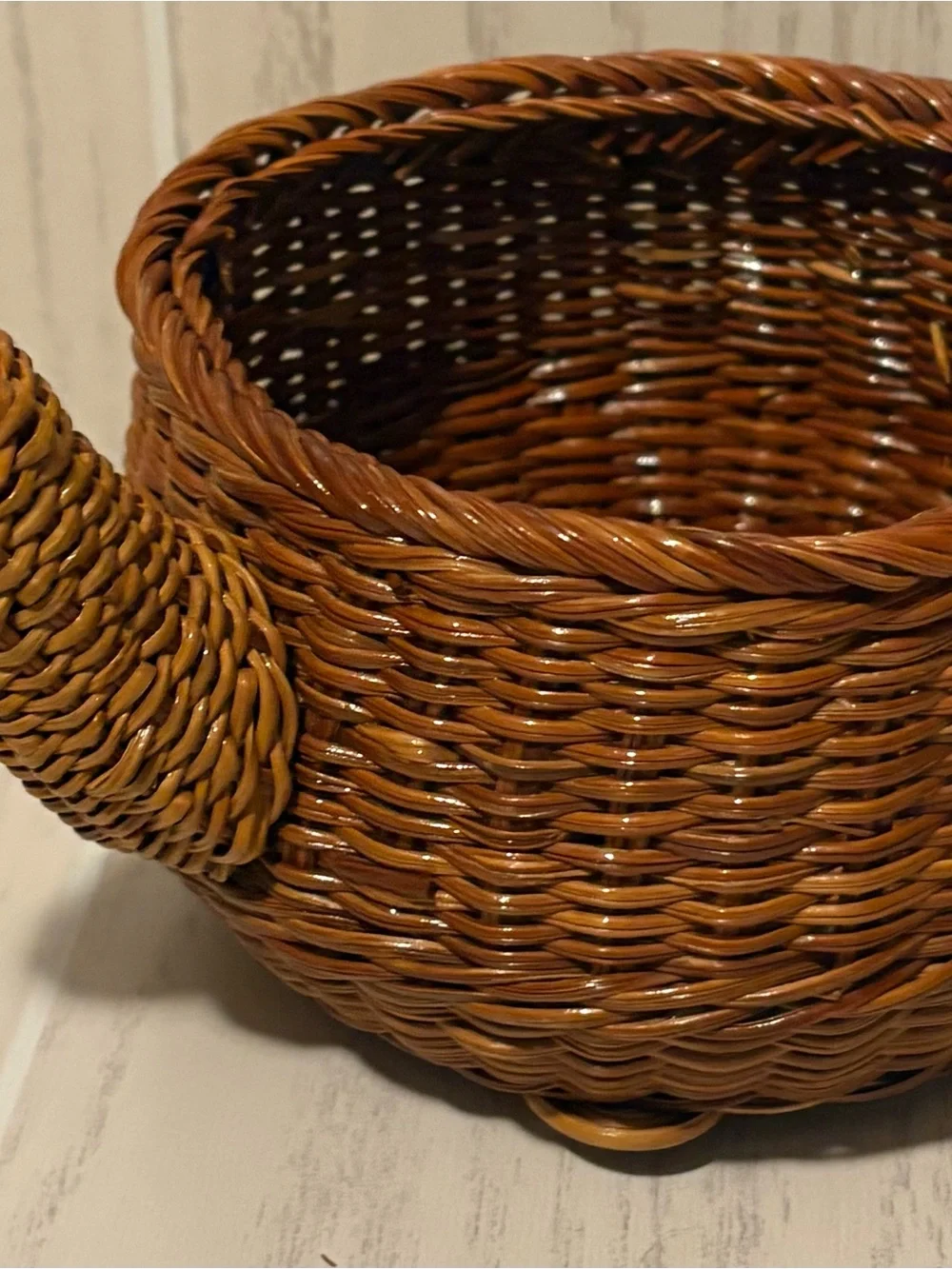 Rattan woven wicker turtle basket boho